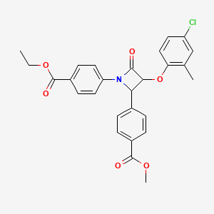 molecular formula C27H24ClNO6 B11606460 Ethyl 4-[3-(4-chloro-2-methylphenoxy)-2-[4-(methoxycarbonyl)phenyl]-4-oxoazetidin-1-YL]benzoate 