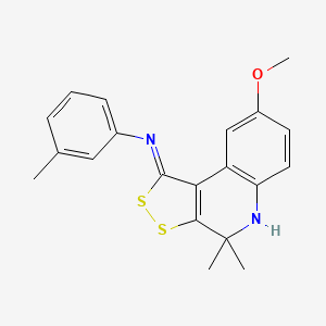 molecular formula C20H20N2OS2 B11606555 N-[(1Z)-8-methoxy-4,4-dimethyl-4,5-dihydro-1H-[1,2]dithiolo[3,4-c]quinolin-1-ylidene]-3-methylaniline 