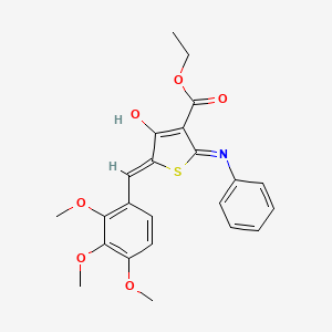 molecular formula C23H23NO6S B11606689 ethyl (5Z)-4-oxo-2-(phenylamino)-5-(2,3,4-trimethoxybenzylidene)-4,5-dihydrothiophene-3-carboxylate 