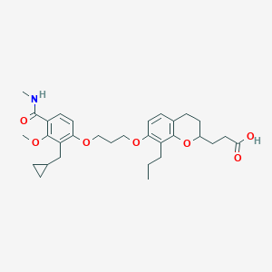 molecular formula C31H41NO7 B116074 7-(3-(2-(Cyclopropylmethyl)-3-methoxy-4-((methylamino)carbonyl)phenoxy)propoxy)-3,4-dihydro-8-propyl-2H-1-benzopyran-2-propanoic acid CAS No. 141059-52-1