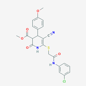 molecular formula C23H20ClN3O5S B11607630 Methyl 6-({2-[(3-chlorophenyl)amino]-2-oxoethyl}sulfanyl)-5-cyano-4-(4-methoxyphenyl)-2-oxo-1,2,3,4-tetrahydropyridine-3-carboxylate 
