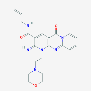 molecular formula C21H24N6O3 B11607799 [2-imino-1-(2-morpholin-4-ylethyl)-5-oxo(1,6-dihydropyridino[1,2-a]pyridino[2, 3-d]pyrimidin-3-yl)]-N-prop-2-enylcarboxamide 