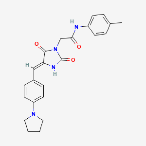 molecular formula C23H24N4O3 B11607868 2-{(4Z)-2,5-dioxo-4-[4-(pyrrolidin-1-yl)benzylidene]imidazolidin-1-yl}-N-(4-methylphenyl)acetamide 