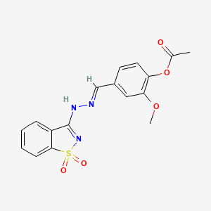 molecular formula C17H15N3O5S B11608082 4-{(E)-[(1,1-dioxido-1,2-benzisothiazol-3-yl)hydrazono]methyl}-2-methoxyphenyl acetate 