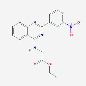 molecular formula C18H16N4O4 B11608324 Ethyl 2-{[2-(3-nitrophenyl)quinazolin-4-YL]amino}acetate 