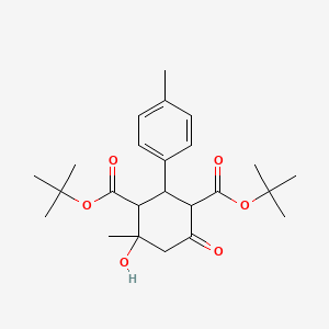 molecular formula C24H34O6 B11608531 Di-tert-butyl 4-hydroxy-4-methyl-2-(4-methylphenyl)-6-oxocyclohexane-1,3-dicarboxylate 