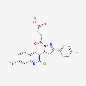 molecular formula C24H22ClN3O4 B11608583 4-[5-(2-chloro-7-methoxyquinolin-3-yl)-3-(4-methylphenyl)-4,5-dihydro-1H-pyrazol-1-yl]-4-oxobutanoic acid 