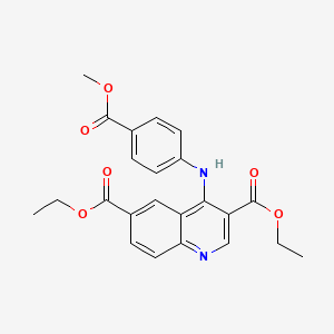 molecular formula C23H22N2O6 B11608642 Diethyl 4-{[4-(methoxycarbonyl)phenyl]amino}quinoline-3,6-dicarboxylate 