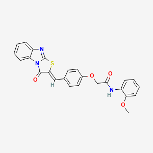 molecular formula C25H19N3O4S B11608811 N-(2-methoxyphenyl)-2-{4-[(Z)-(3-oxo[1,3]thiazolo[3,2-a]benzimidazol-2(3H)-ylidene)methyl]phenoxy}acetamide 