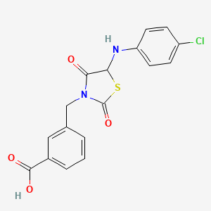 molecular formula C17H13ClN2O4S B11609769 3-({5-[(4-Chlorophenyl)amino]-2,4-dioxo-1,3-thiazolidin-3-yl}methyl)benzoic acid 