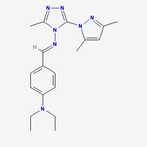 molecular formula C19H25N7 B11610235 N-{(E)-[4-(diethylamino)phenyl]methylidene}-3-(3,5-dimethyl-1H-pyrazol-1-yl)-5-methyl-4H-1,2,4-triazol-4-amine 