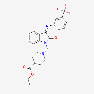 molecular formula C24H24F3N3O3 B11610553 ethyl 1-{[(3Z)-2-oxo-3-{[3-(trifluoromethyl)phenyl]imino}-2,3-dihydro-1H-indol-1-yl]methyl}piperidine-4-carboxylate 