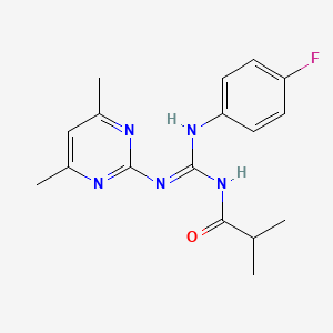 molecular formula C17H20FN5O B11610655 N-[N-(4,6-dimethylpyrimidin-2-yl)-N'-(4-fluorophenyl)carbamimidoyl]-2-methylpropanamide 