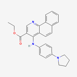 molecular formula C26H25N3O2 B11610753 Ethyl 4-{[4-(pyrrolidin-1-yl)phenyl]amino}benzo[h]quinoline-3-carboxylate 