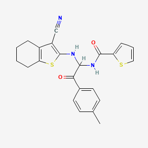 molecular formula C23H21N3O2S2 B11611210 N-{1-[(3-cyano-4,5,6,7-tetrahydro-1-benzothiophen-2-yl)amino]-2-(4-methylphenyl)-2-oxoethyl}thiophene-2-carboxamide 