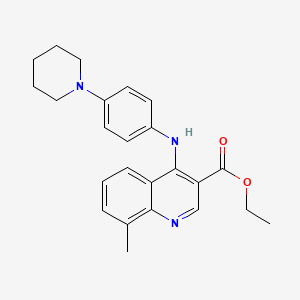molecular formula C24H27N3O2 B11611461 Ethyl 8-methyl-4-{[4-(piperidin-1-yl)phenyl]amino}quinoline-3-carboxylate 