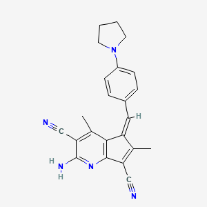 molecular formula C23H21N5 B11611756 (5Z)-2-amino-4,6-dimethyl-5-[4-(pyrrolidin-1-yl)benzylidene]-5H-cyclopenta[b]pyridine-3,7-dicarbonitrile 