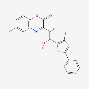 molecular formula C22H17NO3S B11611863 (3E)-6-methyl-3-[2-(3-methyl-5-phenylthiophen-2-yl)-2-oxoethylidene]-3,4-dihydro-2H-1,4-benzoxazin-2-one 