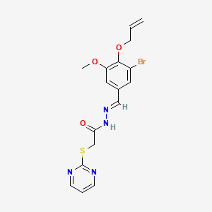 molecular formula C17H17BrN4O3S B11611948 N'-[(E)-[3-Bromo-5-methoxy-4-(prop-2-EN-1-yloxy)phenyl]methylidene]-2-(pyrimidin-2-ylsulfanyl)acetohydrazide 