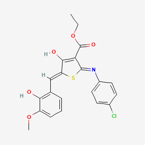 molecular formula C21H18ClNO5S B11612181 ethyl (5Z)-2-[(4-chlorophenyl)amino]-5-(2-hydroxy-3-methoxybenzylidene)-4-oxo-4,5-dihydrothiophene-3-carboxylate 