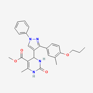 molecular formula C26H28N4O4 B11612216 methyl 6-methyl-4-[3-(3-methyl-4-propoxyphenyl)-1-phenyl-1H-pyrazol-4-yl]-2-oxo-1,2,3,4-tetrahydropyrimidine-5-carboxylate 