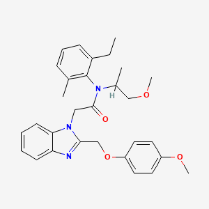 molecular formula C30H35N3O4 B11612574 N-(2-ethyl-6-methylphenyl)-2-{2-[(4-methoxyphenoxy)methyl]-1H-benzimidazol-1-yl}-N-(1-methoxypropan-2-yl)acetamide 