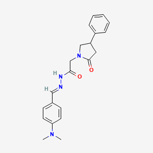 molecular formula C21H24N4O2 B11613055 N'-[(E)-[4-(Dimethylamino)phenyl]methylidene]-2-(2-oxo-4-phenylpyrrolidin-1-YL)acetohydrazide 