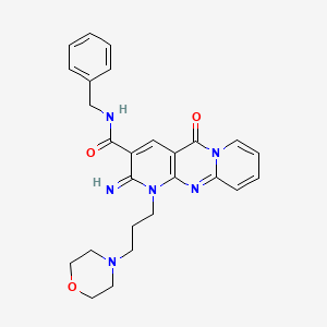 molecular formula C26H28N6O3 B11613262 N-benzyl-6-imino-7-(3-morpholin-4-ylpropyl)-2-oxo-1,7,9-triazatricyclo[8.4.0.03,8]tetradeca-3(8),4,9,11,13-pentaene-5-carboxamide CAS No. 510761-78-1