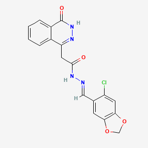 molecular formula C18H13ClN4O4 B11613276 N'-[(E)-(6-chloro-1,3-benzodioxol-5-yl)methylidene]-2-(4-oxo-3,4-dihydrophthalazin-1-yl)acetohydrazide 