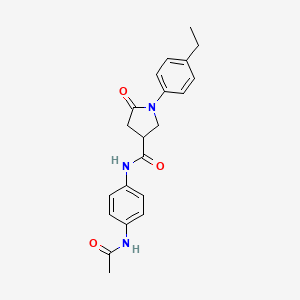 molecular formula C21H23N3O3 B11613307 N-(4-acetamidophenyl)-1-(4-ethylphenyl)-5-oxopyrrolidine-3-carboxamide 