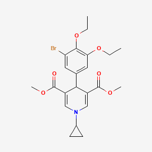 molecular formula C22H26BrNO6 B11613338 Dimethyl 4-(3-bromo-4,5-diethoxyphenyl)-1-cyclopropyl-1,4-dihydropyridine-3,5-dicarboxylate 