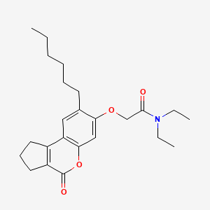molecular formula C24H33NO4 B11613413 N,N-diethyl-2-[(8-hexyl-4-oxo-1,2,3,4-tetrahydrocyclopenta[c]chromen-7-yl)oxy]acetamide 