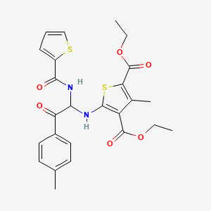 molecular formula C25H26N2O6S2 B11613439 Diethyl 3-methyl-5-({2-(4-methylphenyl)-2-oxo-1-[(thiophen-2-ylcarbonyl)amino]ethyl}amino)thiophene-2,4-dicarboxylate 