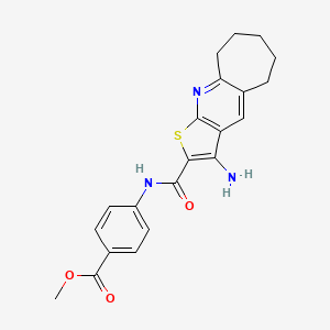 molecular formula C21H21N3O3S B11613477 methyl 4-{[(3-amino-6,7,8,9-tetrahydro-5H-cyclohepta[b]thieno[3,2-e]pyridin-2-yl)carbonyl]amino}benzoate 