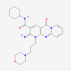 molecular formula C25H32N6O3 B11613485 N-cyclohexyl-6-imino-7-(3-morpholin-4-ylpropyl)-2-oxo-1,7,9-triazatricyclo[8.4.0.03,8]tetradeca-3(8),4,9,11,13-pentaene-5-carboxamide CAS No. 510761-85-0