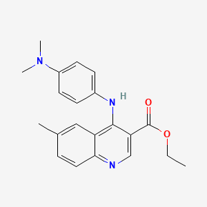 molecular formula C21H23N3O2 B11613488 Ethyl 4-{[4-(dimethylamino)phenyl]amino}-6-methylquinoline-3-carboxylate 