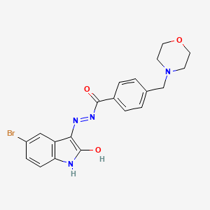 molecular formula C20H19BrN4O3 B11613492 N'-[(3E)-5-bromo-2-oxo-1,2-dihydro-3H-indol-3-ylidene]-4-(morpholin-4-ylmethyl)benzohydrazide 
