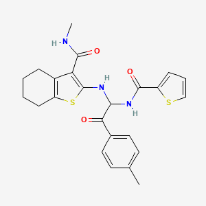 molecular formula C24H25N3O3S2 B11613583 N-methyl-2-({2-(4-methylphenyl)-2-oxo-1-[(thiophen-2-ylcarbonyl)amino]ethyl}amino)-4,5,6,7-tetrahydro-1-benzothiophene-3-carboxamide 