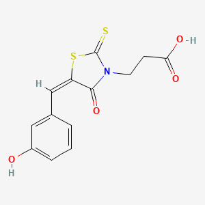 molecular formula C13H11NO4S2 B11613610 3-[(5E)-5-[(3-hydroxyphenyl)methylidene]-4-oxo-2-sulfanylidene-1,3-thiazolidin-3-yl]propanoic acid 