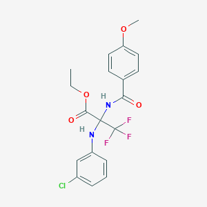 molecular formula C19H18ClF3N2O4 B11613701 ethyl 2-[(3-chlorophenyl)amino]-3,3,3-trifluoro-N-[(4-methoxyphenyl)carbonyl]alaninate 
