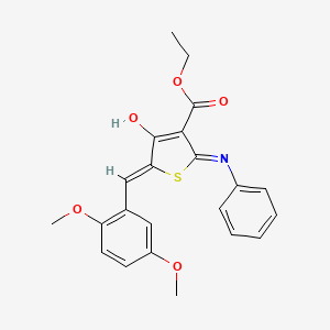 molecular formula C22H21NO5S B11613764 ethyl (5Z)-5-(2,5-dimethoxybenzylidene)-4-oxo-2-(phenylamino)-4,5-dihydrothiophene-3-carboxylate 