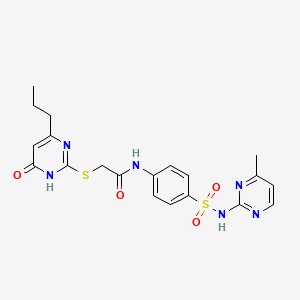 molecular formula C20H22N6O4S2 B11613839 N-{4-[(4-methylpyrimidin-2-yl)sulfamoyl]phenyl}-2-[(6-oxo-4-propyl-1,6-dihydropyrimidin-2-yl)sulfanyl]acetamide 
