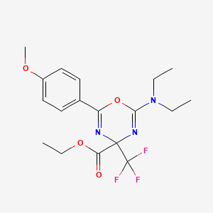 molecular formula C18H22F3N3O4 B11613969 ethyl 2-(diethylamino)-6-(4-methoxyphenyl)-4-(trifluoromethyl)-4H-1,3,5-oxadiazine-4-carboxylate 