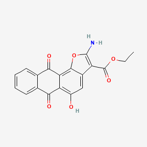 molecular formula C19H13NO6 B11613980 Ethyl 2-amino-5-hydroxy-6,11-dioxoanthra[1,2-B]furan-3-carboxylate 