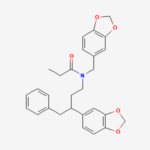 molecular formula C28H29NO5 B11613988 N-(1,3-benzodioxol-5-ylmethyl)-N-[3-(1,3-benzodioxol-5-yl)-4-phenylbutyl]propanamide 
