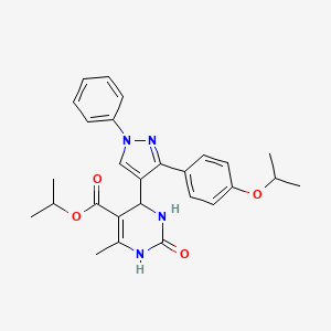molecular formula C27H30N4O4 B11614035 propan-2-yl 6-methyl-2-oxo-4-{1-phenyl-3-[4-(propan-2-yloxy)phenyl]-1H-pyrazol-4-yl}-1,2,3,4-tetrahydropyrimidine-5-carboxylate CAS No. 956438-60-1