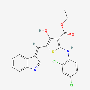 molecular formula C22H16Cl2N2O3S B11614110 ethyl (5Z)-2-[(2,4-dichlorophenyl)amino]-5-(1H-indol-3-ylmethylidene)-4-oxo-4,5-dihydrothiophene-3-carboxylate 
