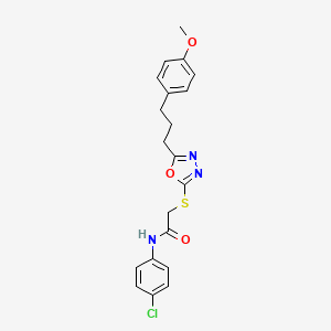 molecular formula C20H20ClN3O3S B11614111 N-(4-chlorophenyl)-2-({5-[3-(4-methoxyphenyl)propyl]-1,3,4-oxadiazol-2-yl}sulfanyl)acetamide 