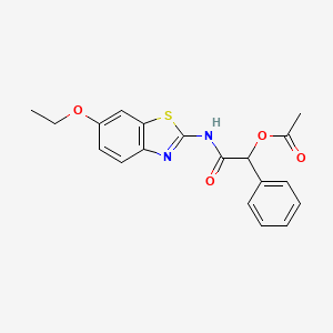 molecular formula C19H18N2O4S B11614119 Acetic acid (6-ethoxy-benzothiazol-2-ylcarbamoyl)-phenyl-methyl ester 