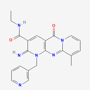 molecular formula C21H20N6O2 B11614126 N-ethyl-6-imino-11-methyl-2-oxo-7-(pyridin-3-ylmethyl)-1,7,9-triazatricyclo[8.4.0.03,8]tetradeca-3(8),4,9,11,13-pentaene-5-carboxamide CAS No. 371212-12-3
